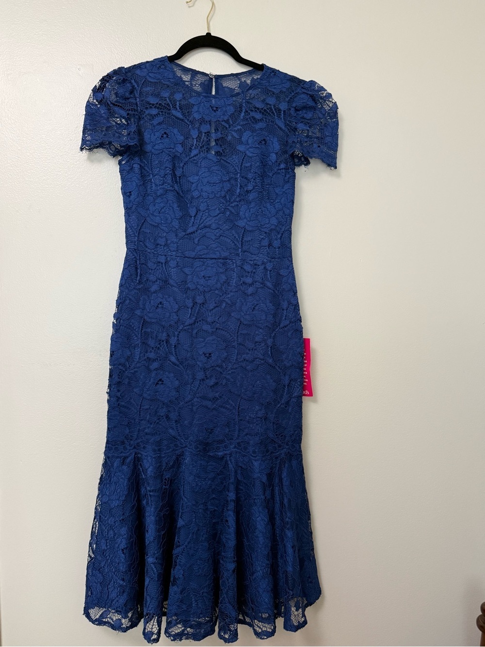 NEW Gal Meets Glam Lace Fit-and-Flare Midi Dress in Royal Blue